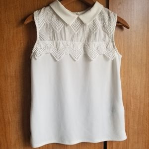 Cache Cache Cream Embodied Lace Sleeveless Top S